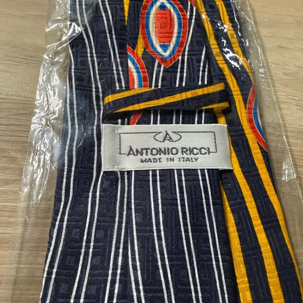 Antonio Ricci Tie Lot 4pc Mens Silk Italian Geometric Paisley Blue Red Gold